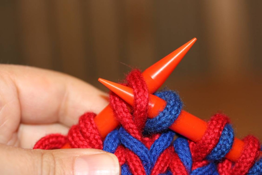 ...and move the first stitch on the left needle over to the right.