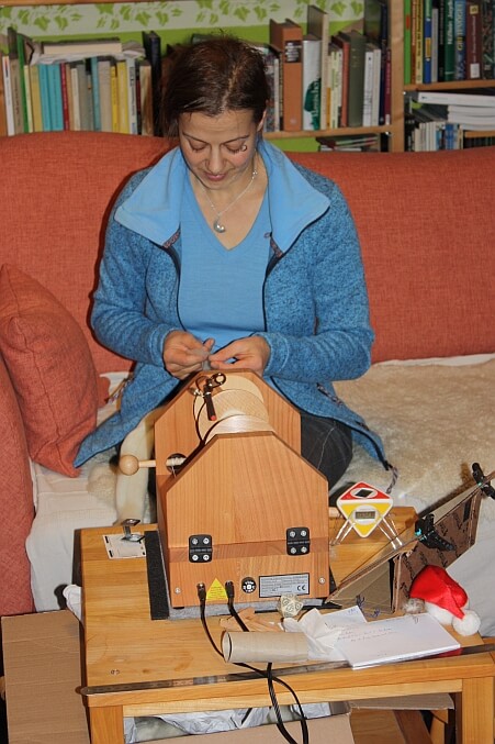 Spinning happily along - now working on the weft thread for one of the fabrics.